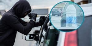 La truffa della bottiglia posizionata sulla ruota dell’auto