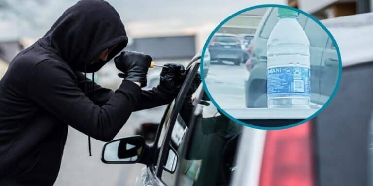 La truffa della bottiglia posizionata sulla ruota dell’auto