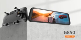 WolfBox, G850, dash cam, mirror dash cam, smart