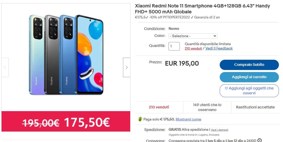 eBay: Redmi Note 11 e Redmi Note 11 Pro+ in offerta per poco tempo