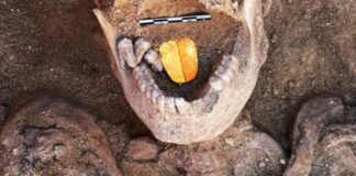 mummie sono state sepolte con una lingua patinata d’oro massiccio
