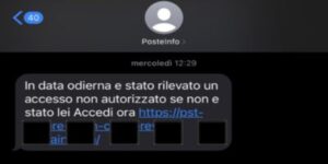 Falso SMS che arriva da PosteInfo