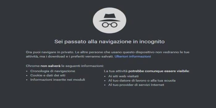 La navigazione in incognito