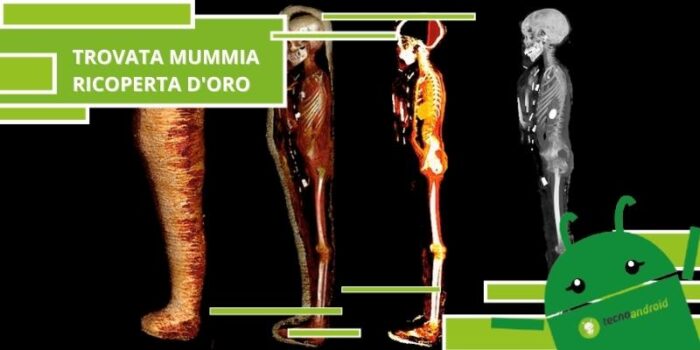 Scansioni TC, scoperta mummia ricoperta interamente d'oro