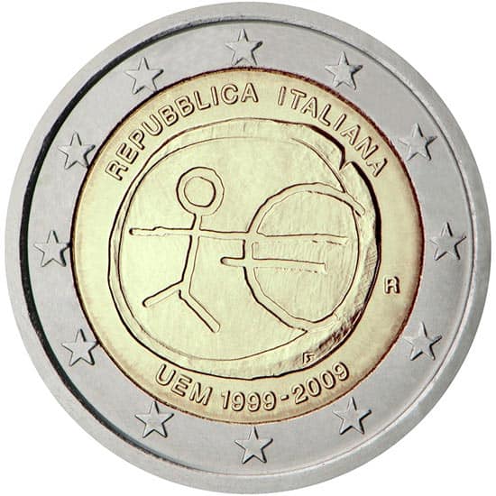 Valore della moneta da due euro con l'omino