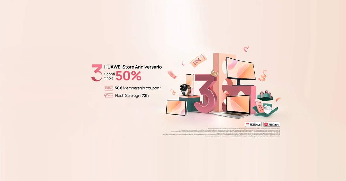 Huawei Store festeggia tre anni con tanti sconti e promozioni fino al 15 marzo