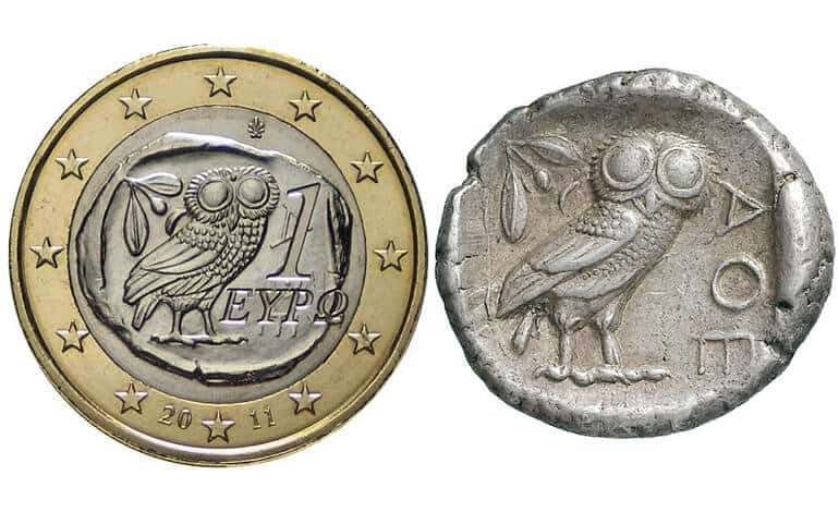 Moneta greca con civetta
