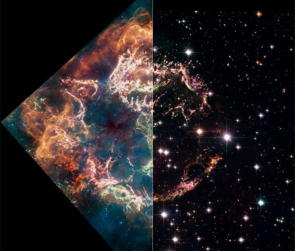 Cassiopea JWST vs Hubble