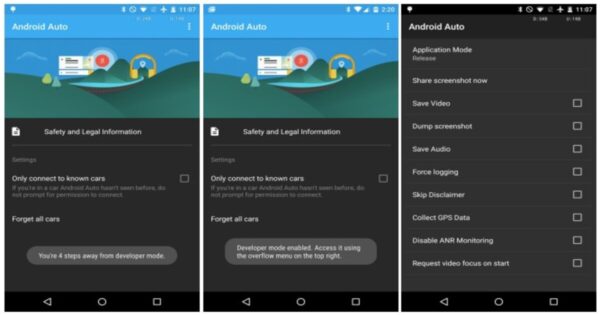 modalità sviluppatore in Android Auto