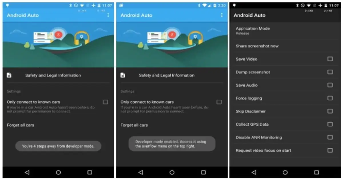 modalità sviluppatore in Android Auto