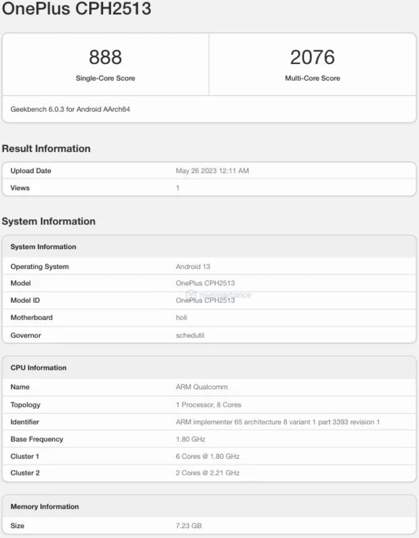 OnePlus Nord n30 5g Geekbench 2