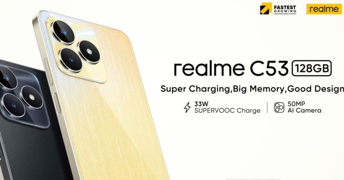 Realme C53 ufficiale, il primo smartphone a 33W sotto i 200€