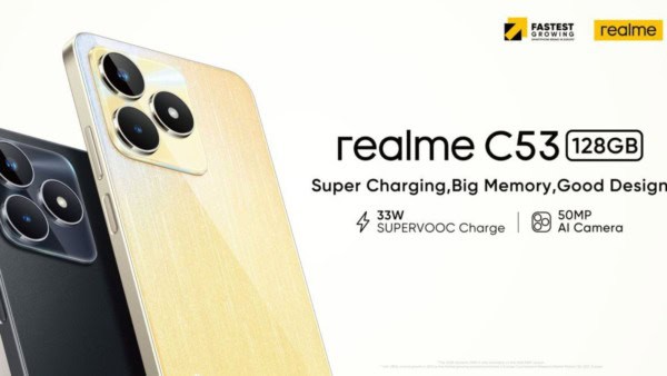 Realme C53 ufficiale, il primo smartphone a 33W sotto i 200€