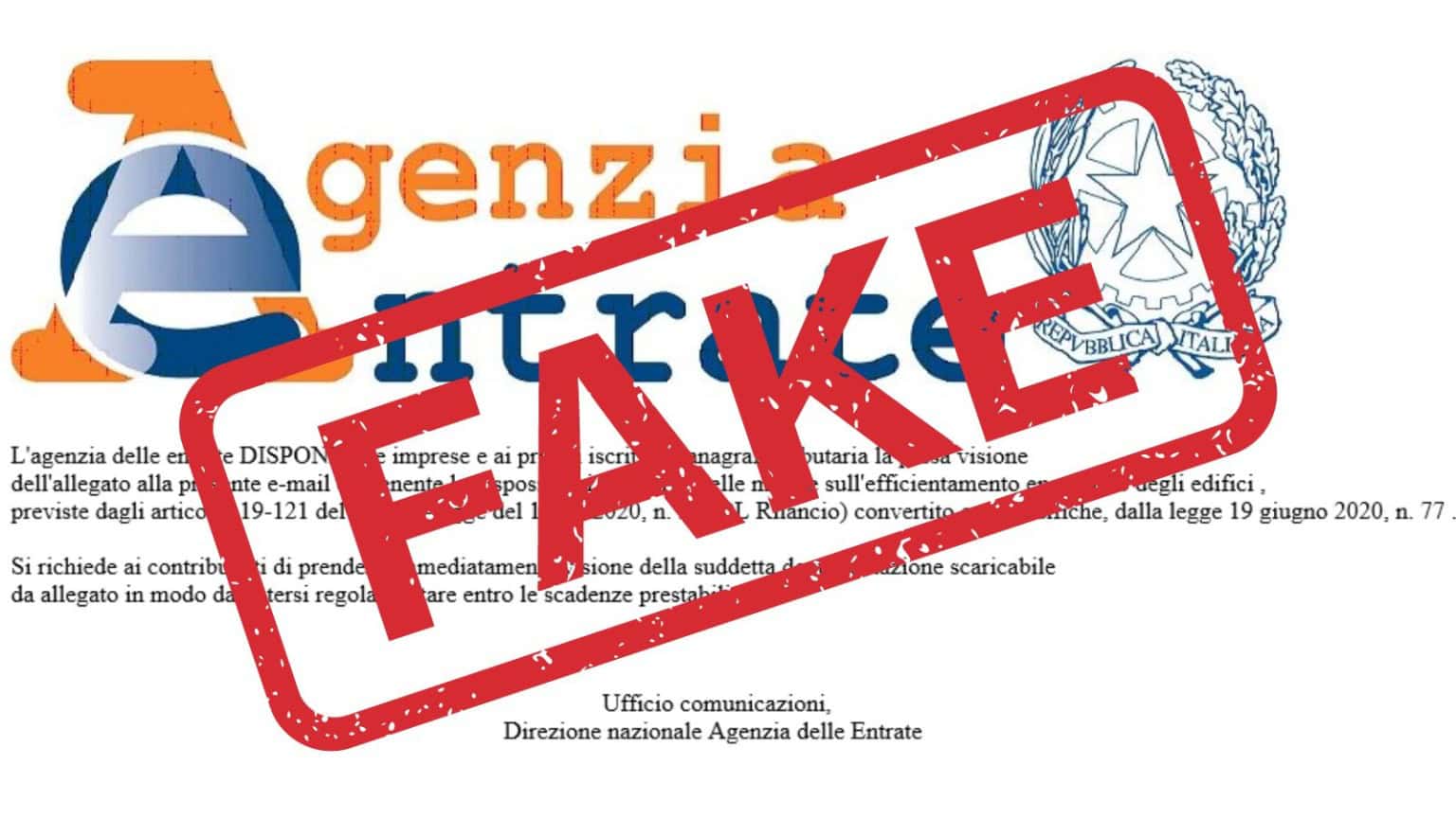 Truffa Agenzia delle Entrate