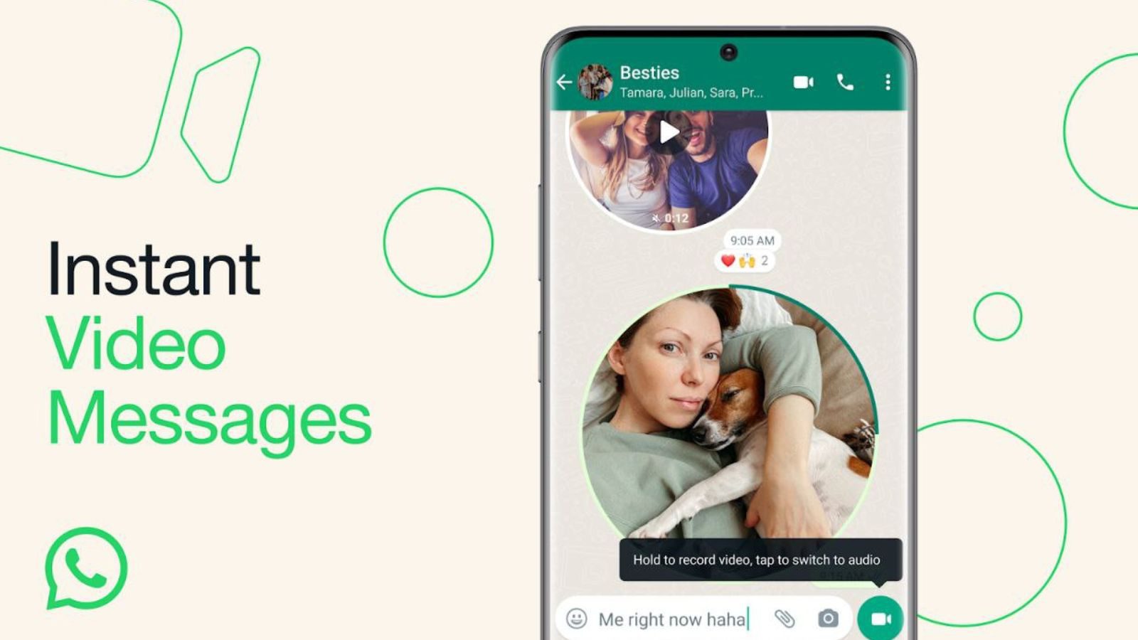WhatsApp si aggiorna, ufficiali i videomessaggi istantanei