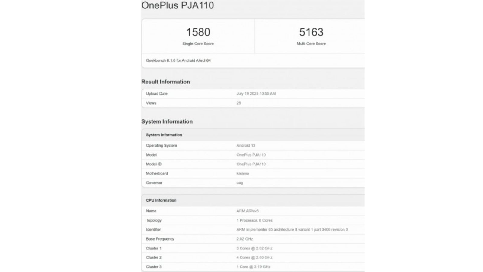 OnePlus Ace 2 Pro Geekbench 1