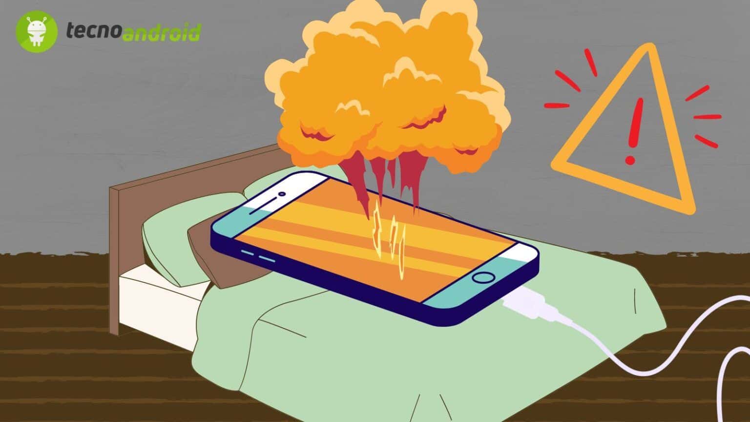 smartphone batteria esplosione carica tutta la notte