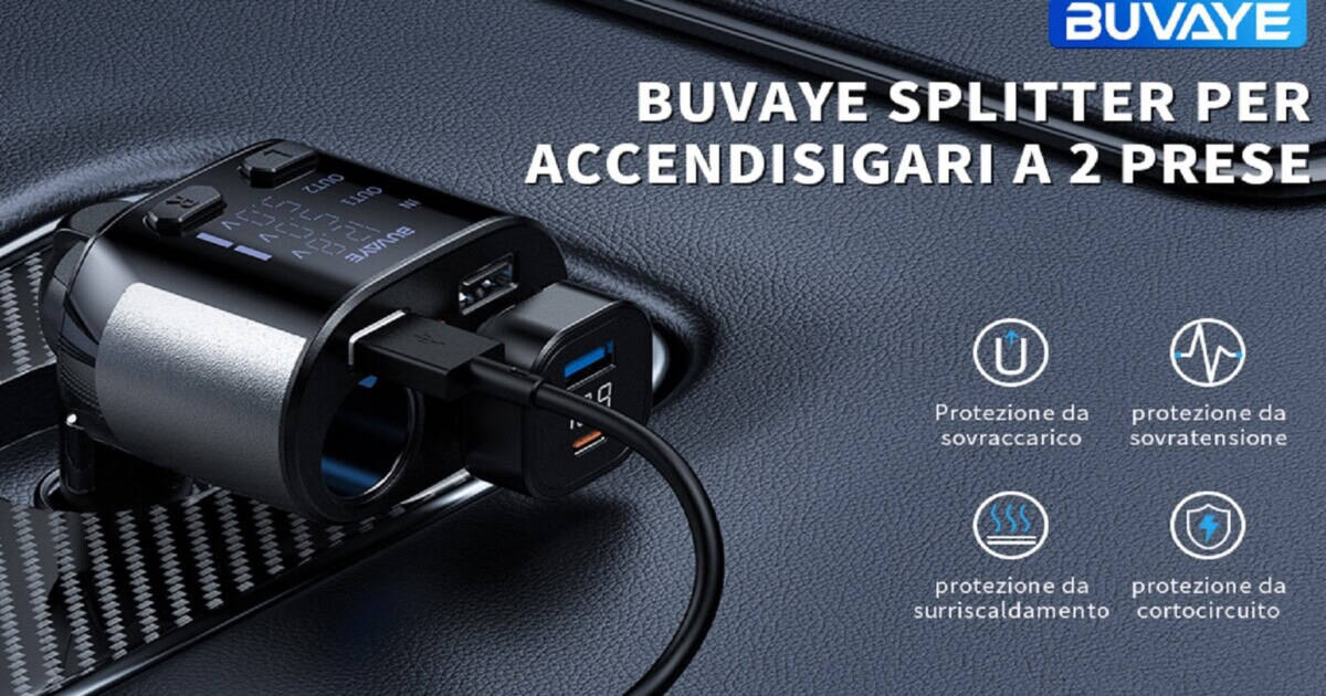 SDOPPIATORE CON CAVO PRESA ACCENDISIGARI