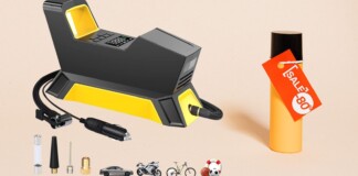 Compressore aria portatile per Auto, palloni, scooter e biclette: costa 17€ solo oggi