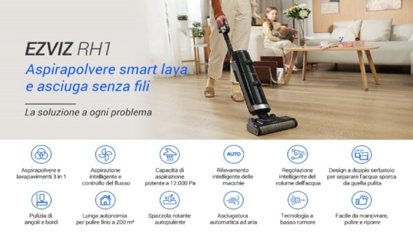 EZVIZ RH1 Aspirapolvere e lavapavimenti 3 in 1