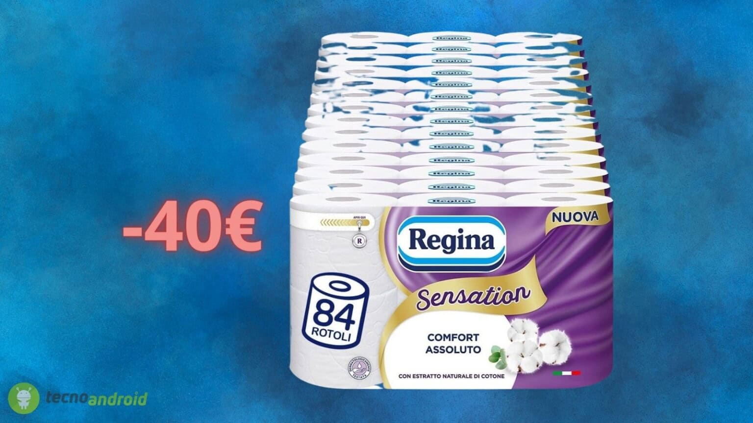 Carta igienica Regina, confezione da 84 rotoli scontata di 40€