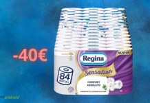 Carta igienica Regina, confezione da 84 rotoli scontata di 40€