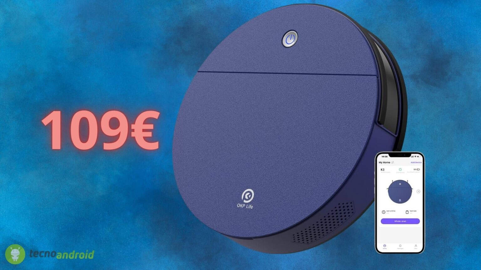 Robot Aspirapolvere a 100€ su Amazon: potente e controllabile via app