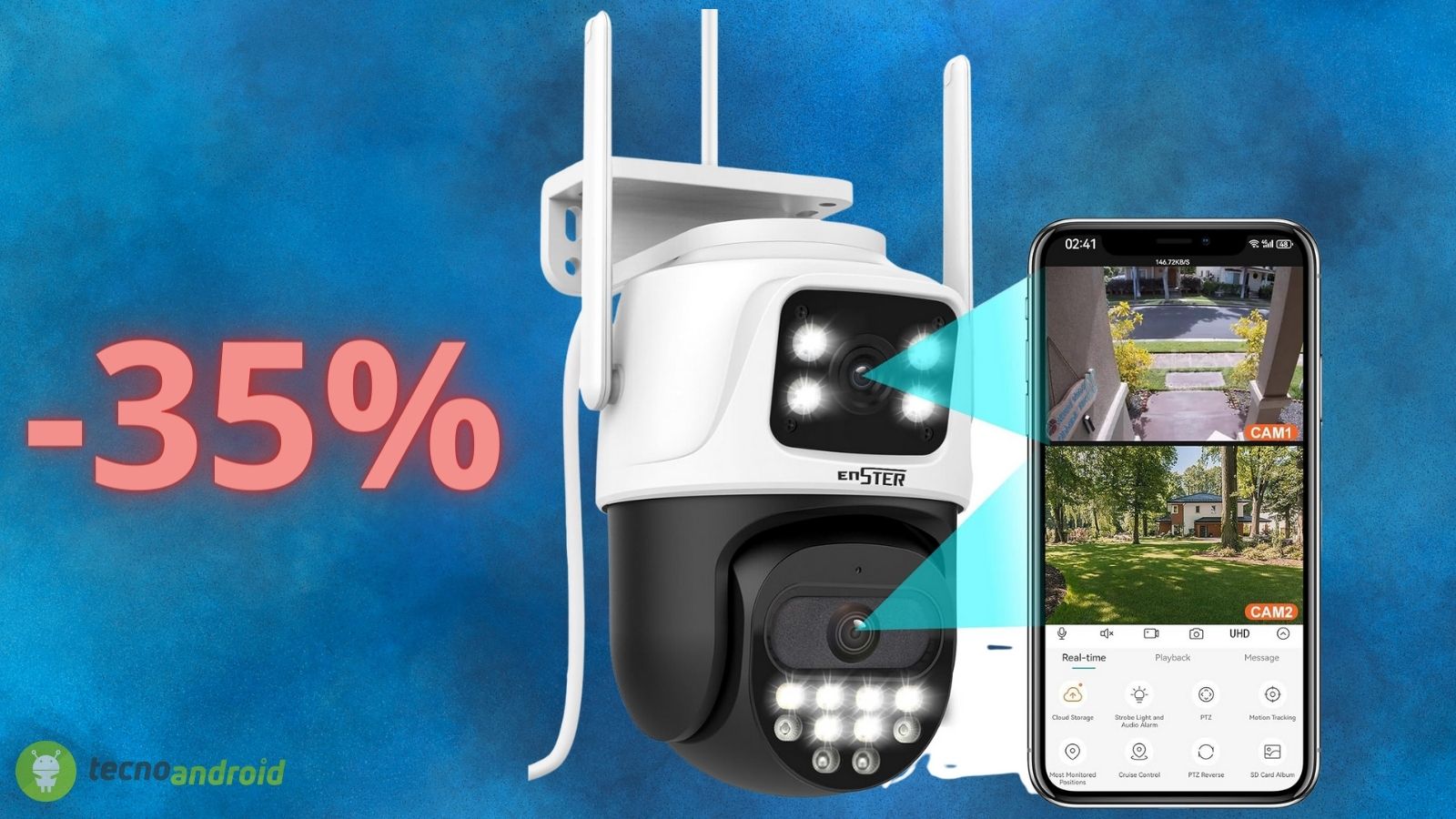Telecamera 2K da esterno con luce LED e doppio sensore a 40€ su Amazon (-35%)