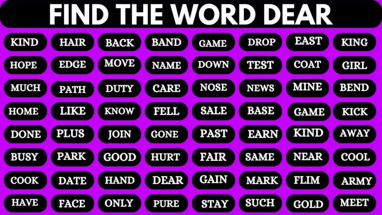 gioco trova la parola Dear