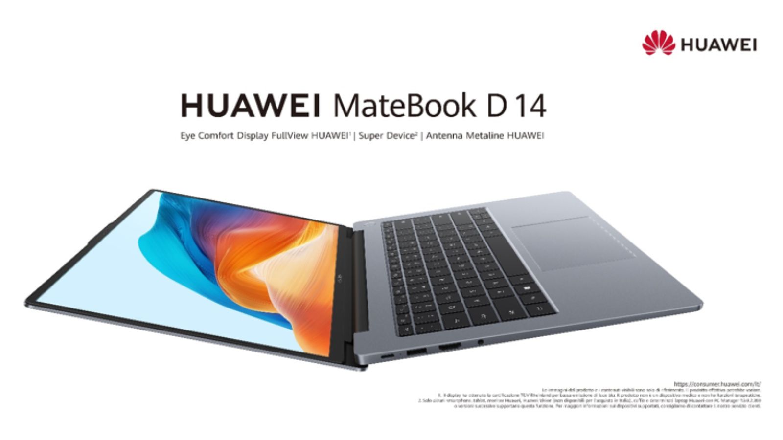 Huawei MateBook D14, ufficiale la versione con Intel Core di 13esima generazione 