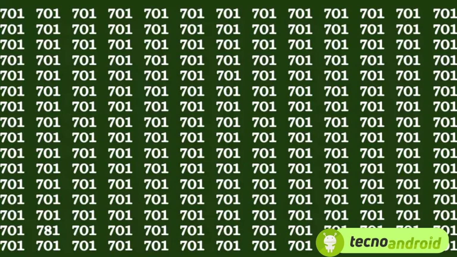 Test di osservazione: riesci a scovare il numero 781 in 15 secondi?