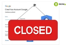 google chiusura account