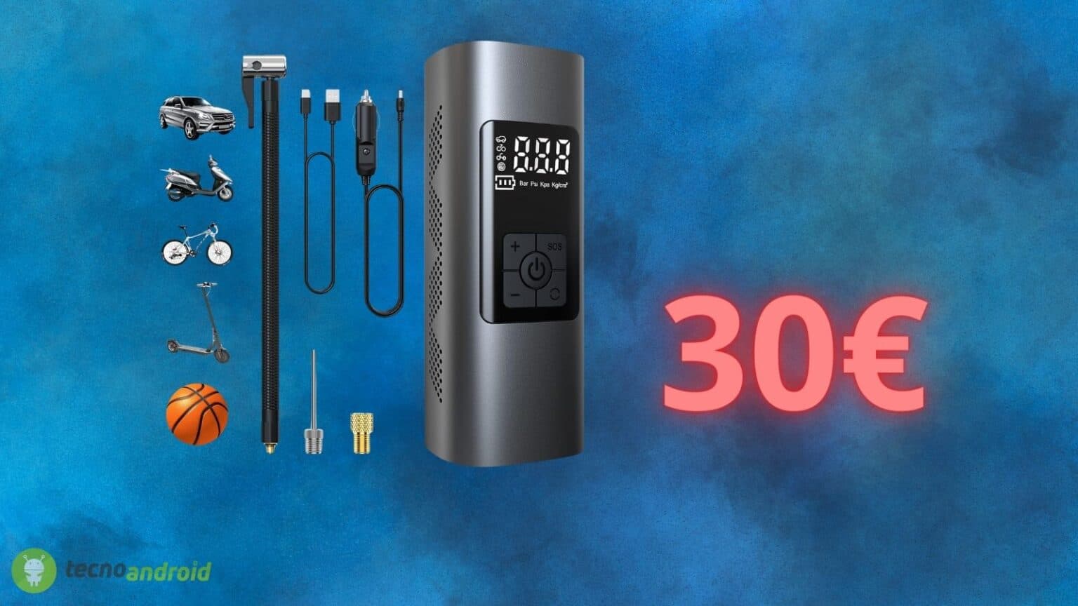 Compressore portatile per AUTO: solo 30€ oggi su Amazon