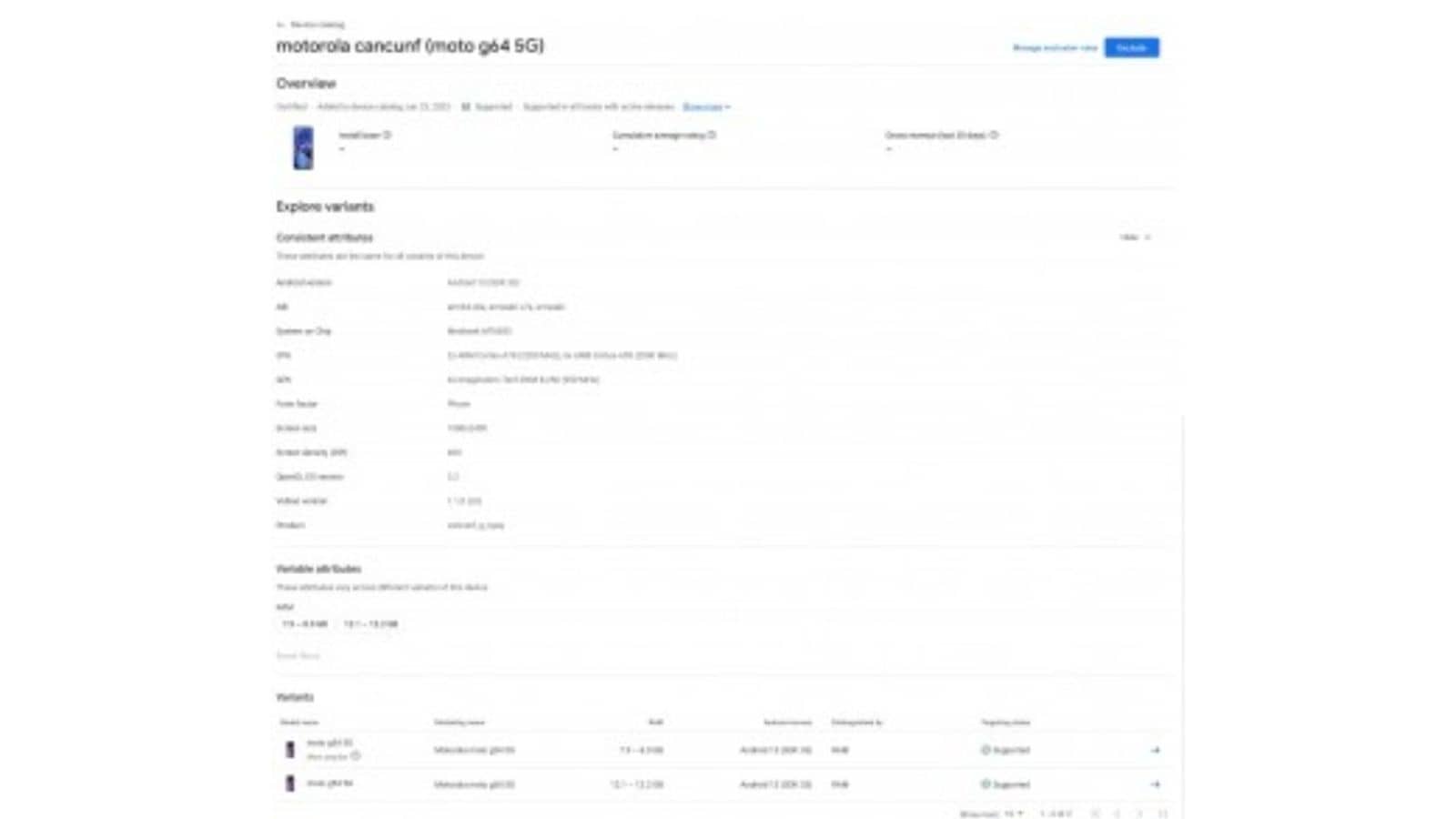 Motorola Moto g64 google Play Console