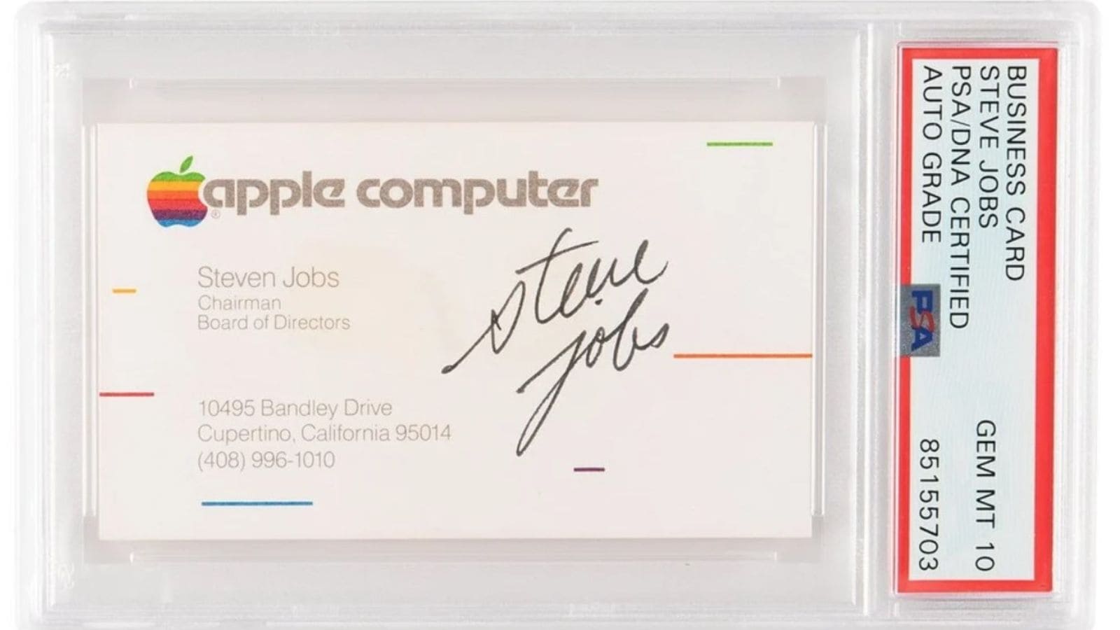 Il biglietto da visita di Steve Jobs, tra gli oggetti più ambiti all'asta "Steve Jobs and the Apple Computer Revolution"