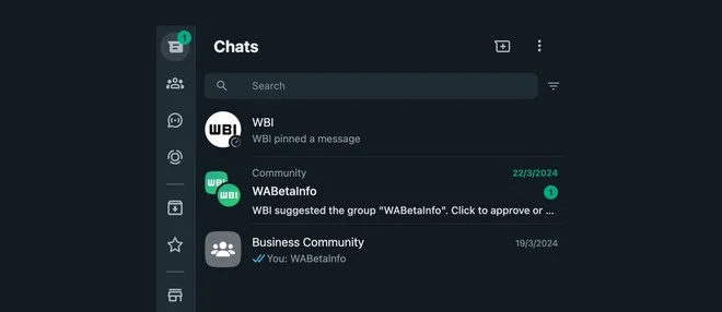 WhatsApp Web Beta barra laterale 