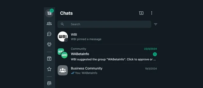 WhatsApp Web Beta barra laterale