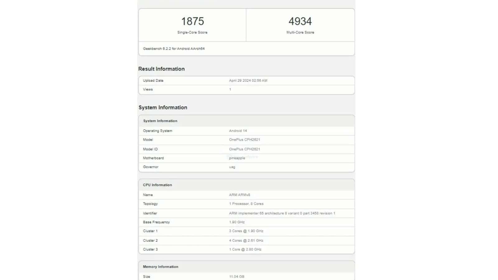 OnePlus Nord 4 Geekbench 2