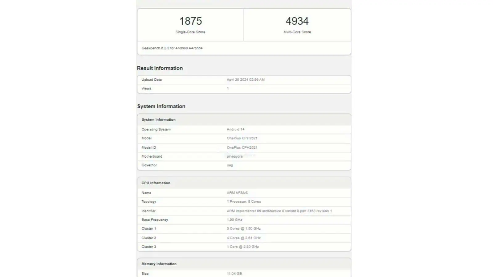 OnePlus Nord 4 Geekbench 2