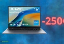 Huawei MateBook D16: notebook SCONTATO di 250 euro su AMAZON