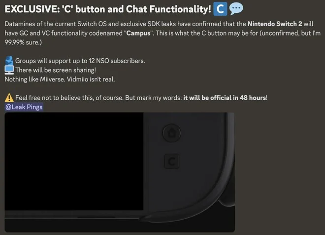 Nintendo Switch 2 Tasto "C" Campus