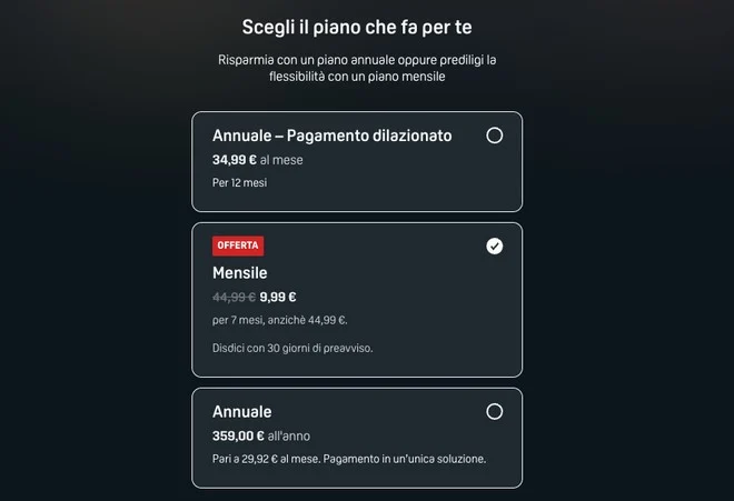 DAZN 9,99€ al mese