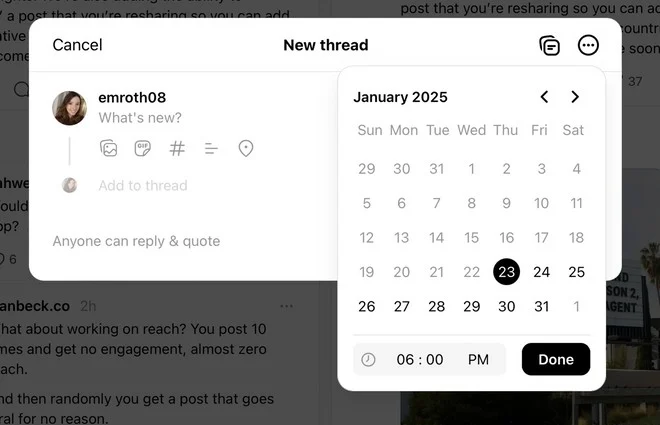 Threads: ora puoi imbrattare i post altrui e programmare i tuoi