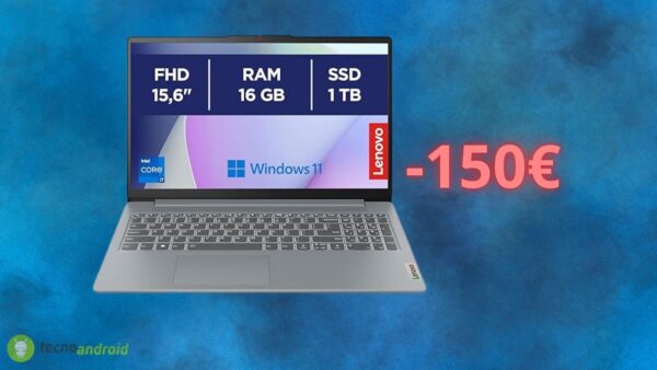 Notebook LENOVO IdeaPad Slim 3 in OFFERTA di 150 euro su Amazon