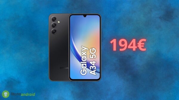 Samsung Galaxy A34: costa MENO di 200 euro su AMAZON oggi