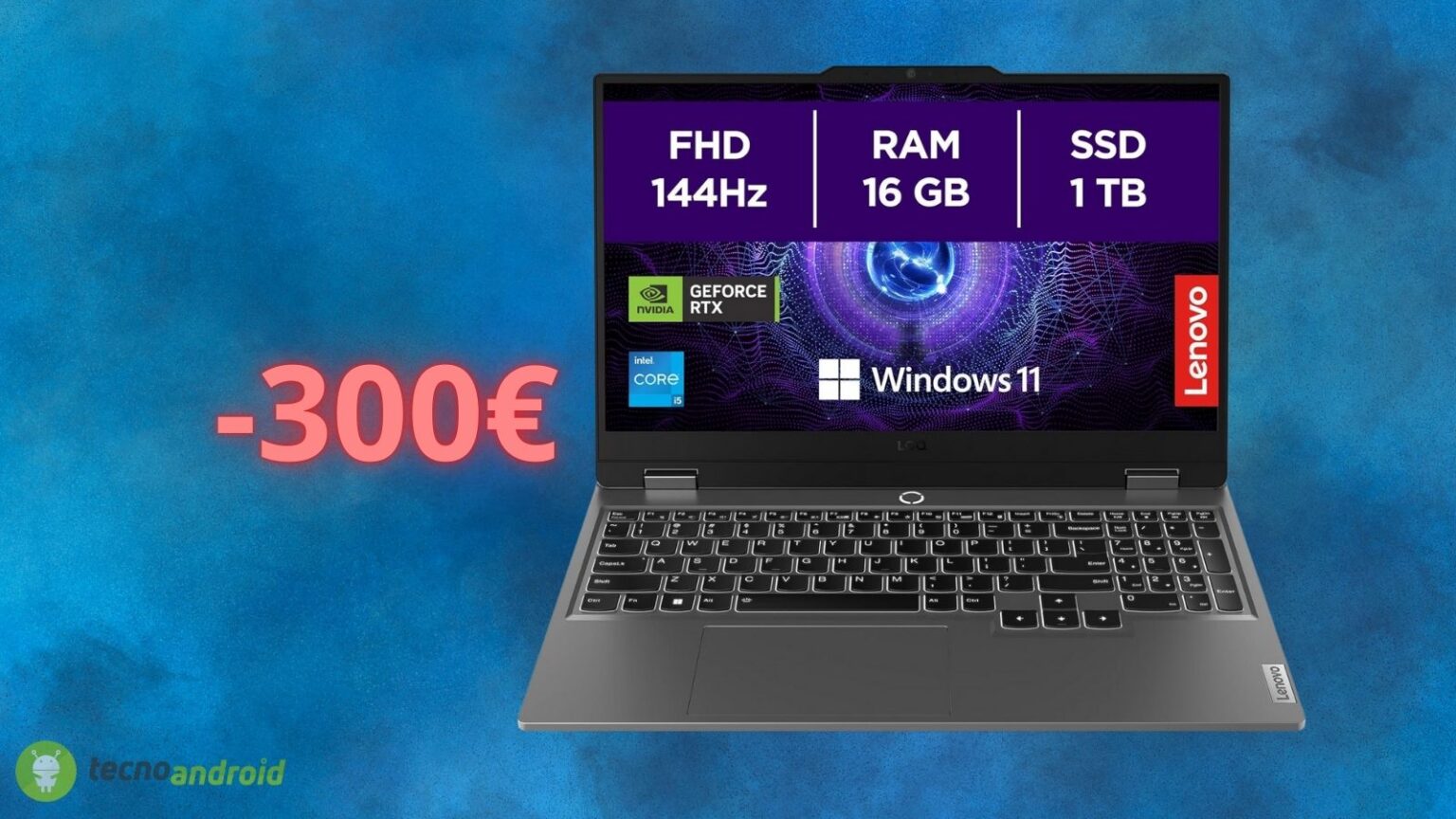 Notebook LENOVO da gaming in OFFERTA BOMBA da 300 euro su Amazon