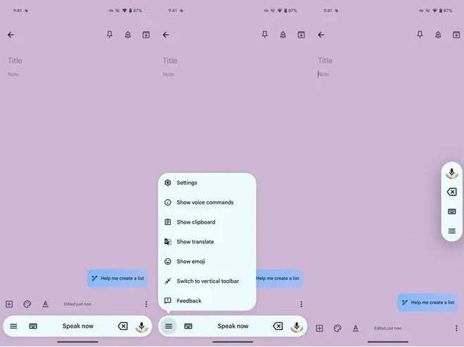 Gboard barra per dettatura vocale Beta Google
