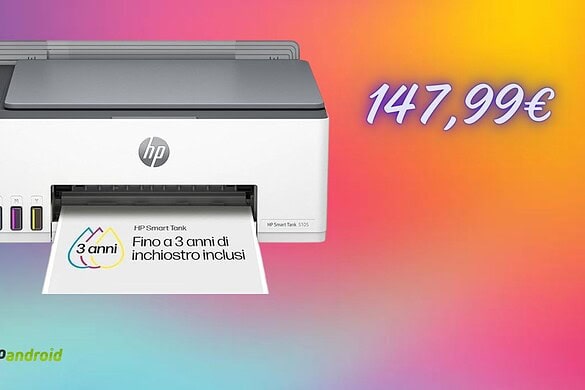 HP Smart Tank 5105 a prezzo shock su Amazon: fino a 3 anni di stampe incluse