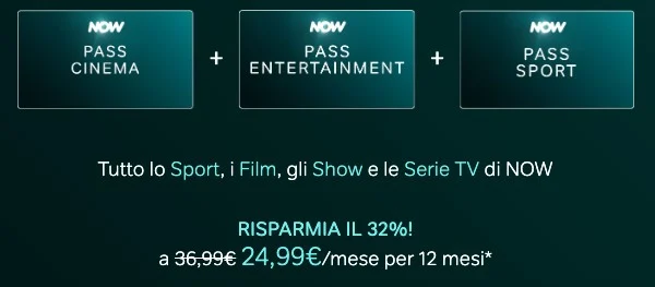 Now TV 30 Aprile sconto nuovi abbonati 26,99€ al mese Now TV 30 Aprile sconto nuovi abbonati 26,99€ al mese