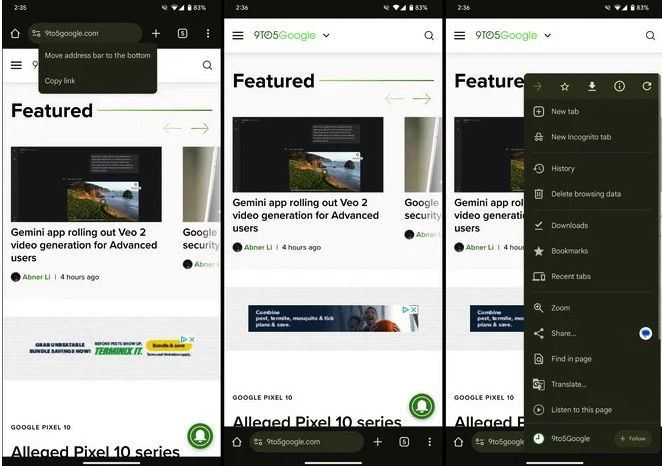 Google CHrome 135 Android barra indirizzi in basso Google CHrome 135 Android barra indirizzi in basso